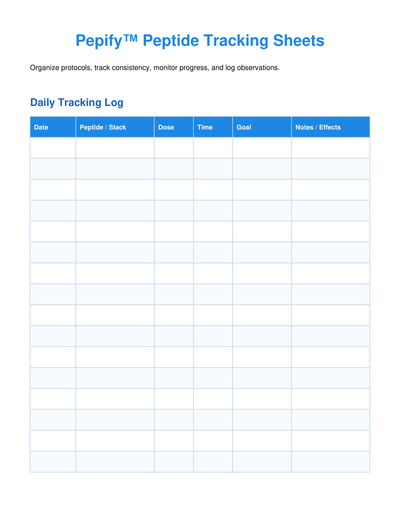 Peptide Tracking Sheet